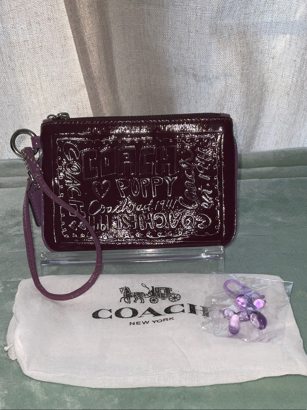 Coach Patent Leather Wristlet - Deep Plum coach poppy